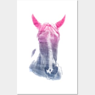 Horse Superimposed Watercolor Posters and Art